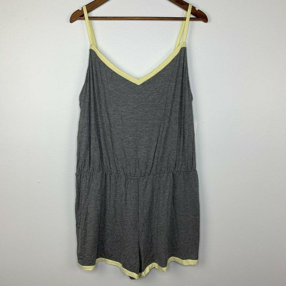 Alfani Ultra Soft Contrast-Trim Pajama Romper, Siz - Picture 2 of 8